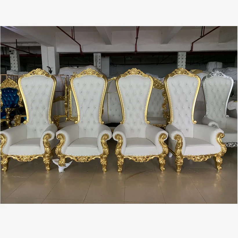 Wedding banquet high back chair solid wood decorative image chair hotel bridal throne wedding