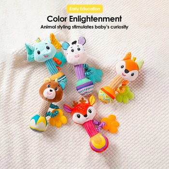 Baby Rattles Soft Stuffed Animal Rattle Hand Grip Baby Toys Shaker Crinkle Squeaky Sensory Soothing Toys Toddler Gifts 1