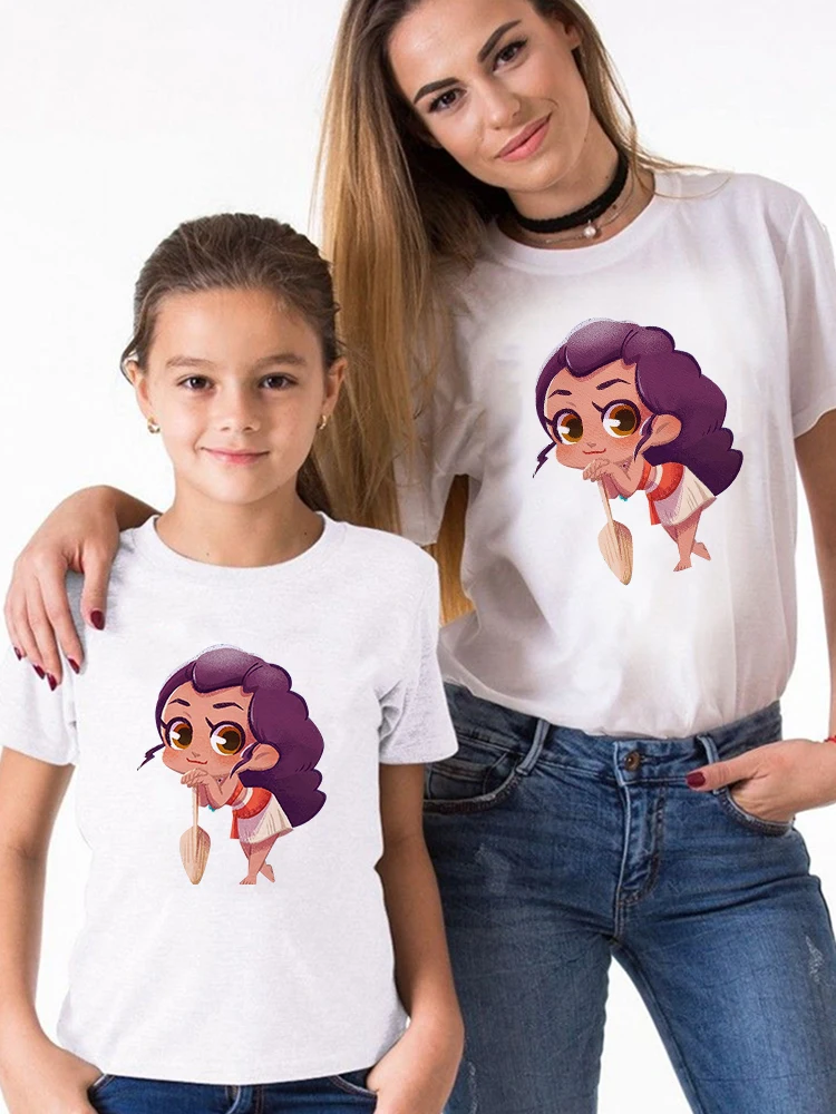 

Family Look Outfits Disney Popular T-Shirts New Products Creativity Cute Princess Child Moana Casual Trendy Printing T Shirts