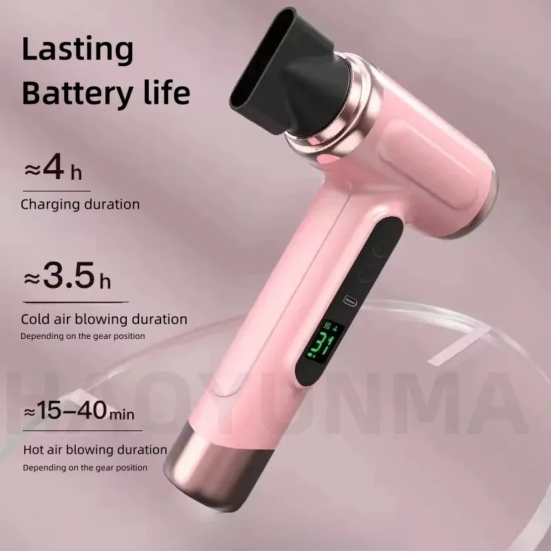 Portable USB Rechargeable Wireless Hair Dryer For Children's Dormitories Outdoor Travel With Strong Wind Powerful Blue Light 4