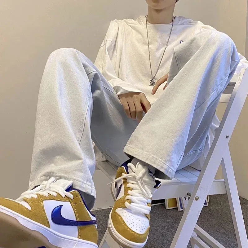 New Retro Straight Leg Wide Leg Jeans Korean Version Fashionable Men's Street Trend High-Quality Shopping Travel Loose Jeans