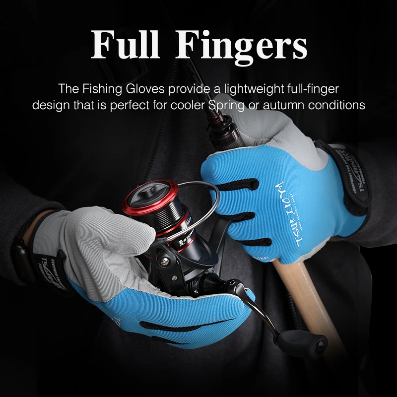 TSURINOYA Fishing Gloves Full Finger 3 Cut Finger Non-slip For Outdoor Hiking Paddling Driving Canoeing Rowing
