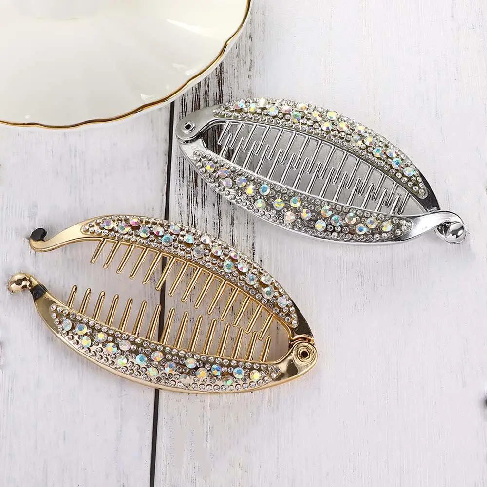 

1PC Cute Fish Shape Hair Claw New Fashion Shiny Rhinestone Banana Clip Hairpins For Women Hair Accessories