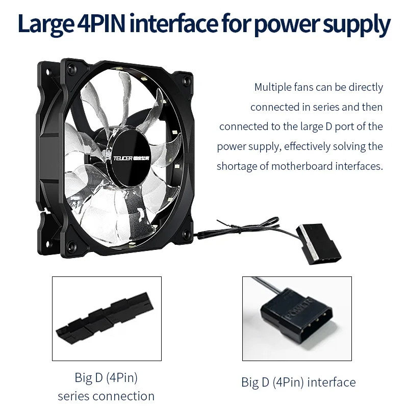 Teucer 120MM PC Case Cooling Fan Desktop Chassis Power 12V Big 4Pin Led 12CM Hydraulic Bearing Quiet Link Ventilador Radiator