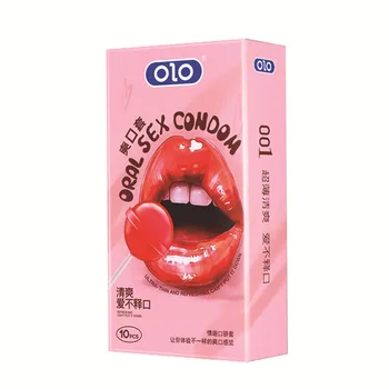 OLO 10Pcs Oral Sex Condoms with Strawberry Taste Safe Sex Penis Sleeve Condom Intimate Goods Tongue Sex Lick Dick Toys for Adult 1