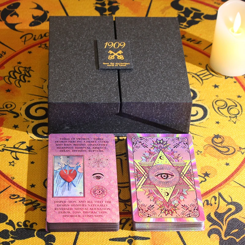 2023 New Arrive Luxury High-end Open Type Gift Box Tarot Waterproof PET Material Laser Process Playing Card 80pcs astrology rose gold tarot card set table game 12 7cm paper guide divination forecast waterproof and wearable high end