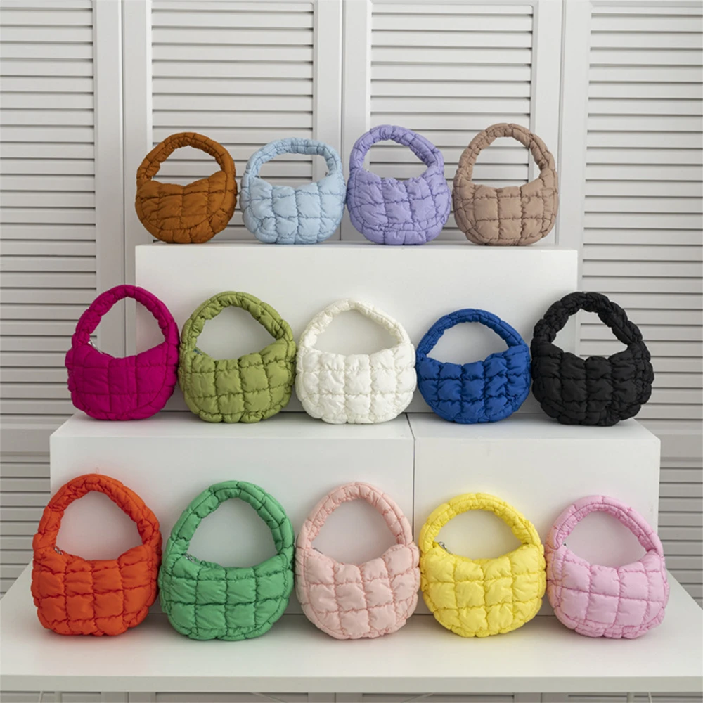 

Korean Fashion Quilted Tote Bag Mini Women Cloud Pleated Bag Female Underarm Bag Nylon Crossbody Bag Soft Cloth Ruched Handbag