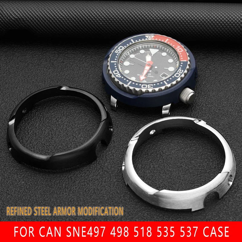 

Canned Steel Armor Modified Watch case for Seiko Tuna Can Series SNE497 498 499 518 533 535 537 Fashion Watch Accessories Silver
