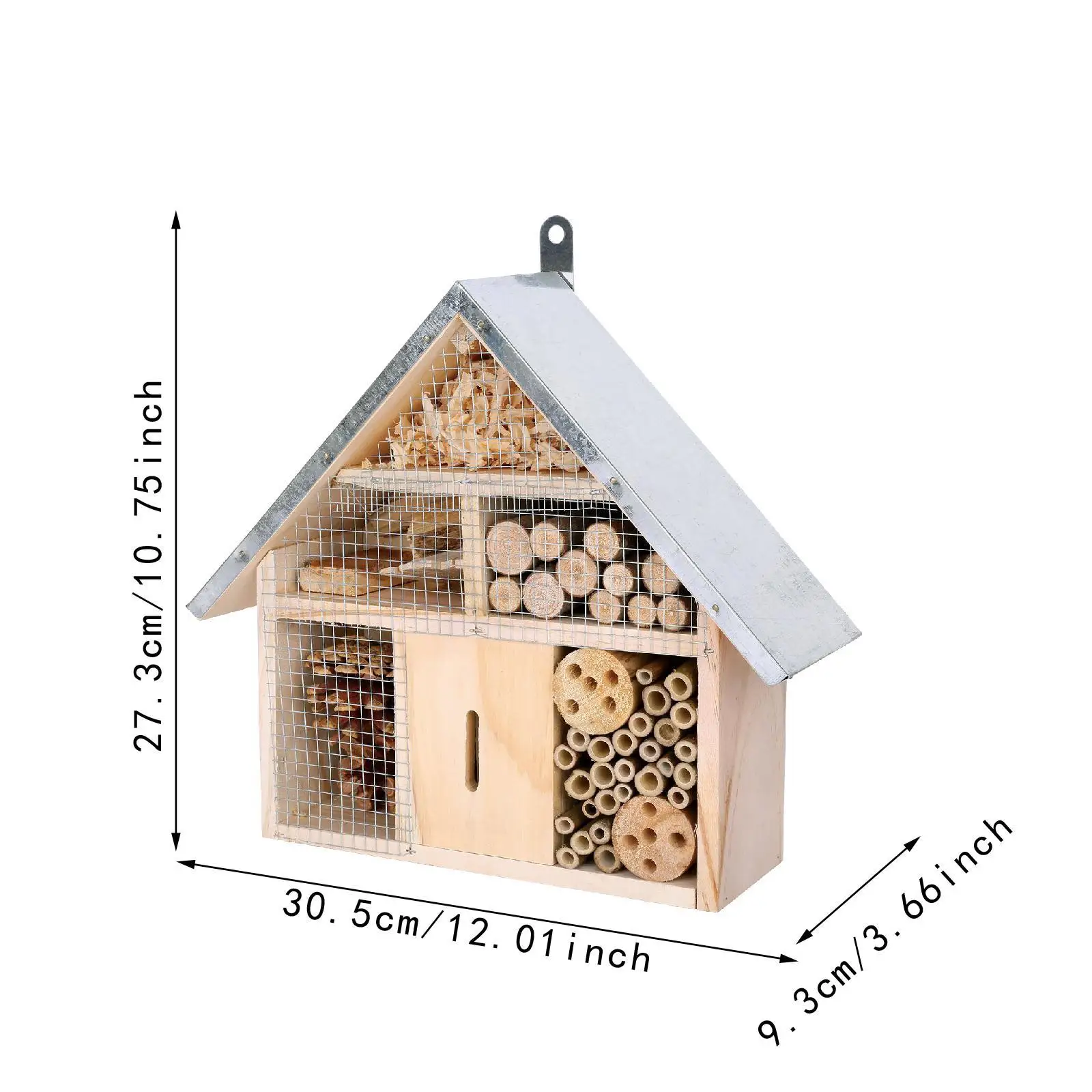 Wooden Bee House Breeding Natural Butterfly Hotel for Outdoor Fence