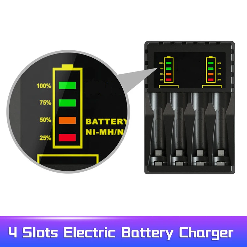 Battery Charger 4 slot Intelligent Fast LED Indicator Charger for AAA
