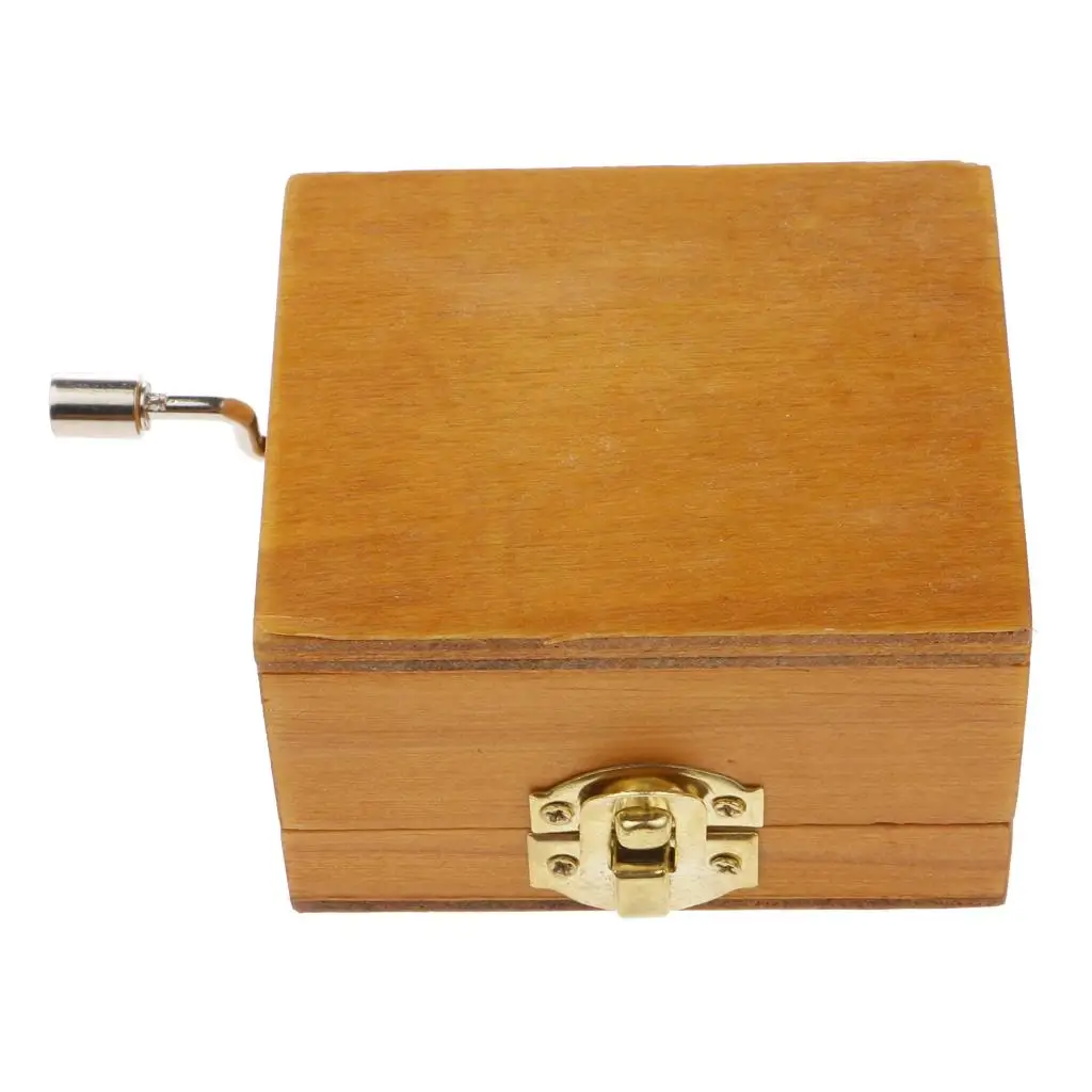 6cm Handcrafted Wooden Music Box Vintage Mechanical Musical Box Crafts Gift, Prints Castle Scenery, Castle in the Sky Tone 4