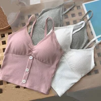 Femmes tricoté débardeur sangle gilet femme tricot haut court poitrine enveloppement pur sous-vêtements en coton Camisoles 5