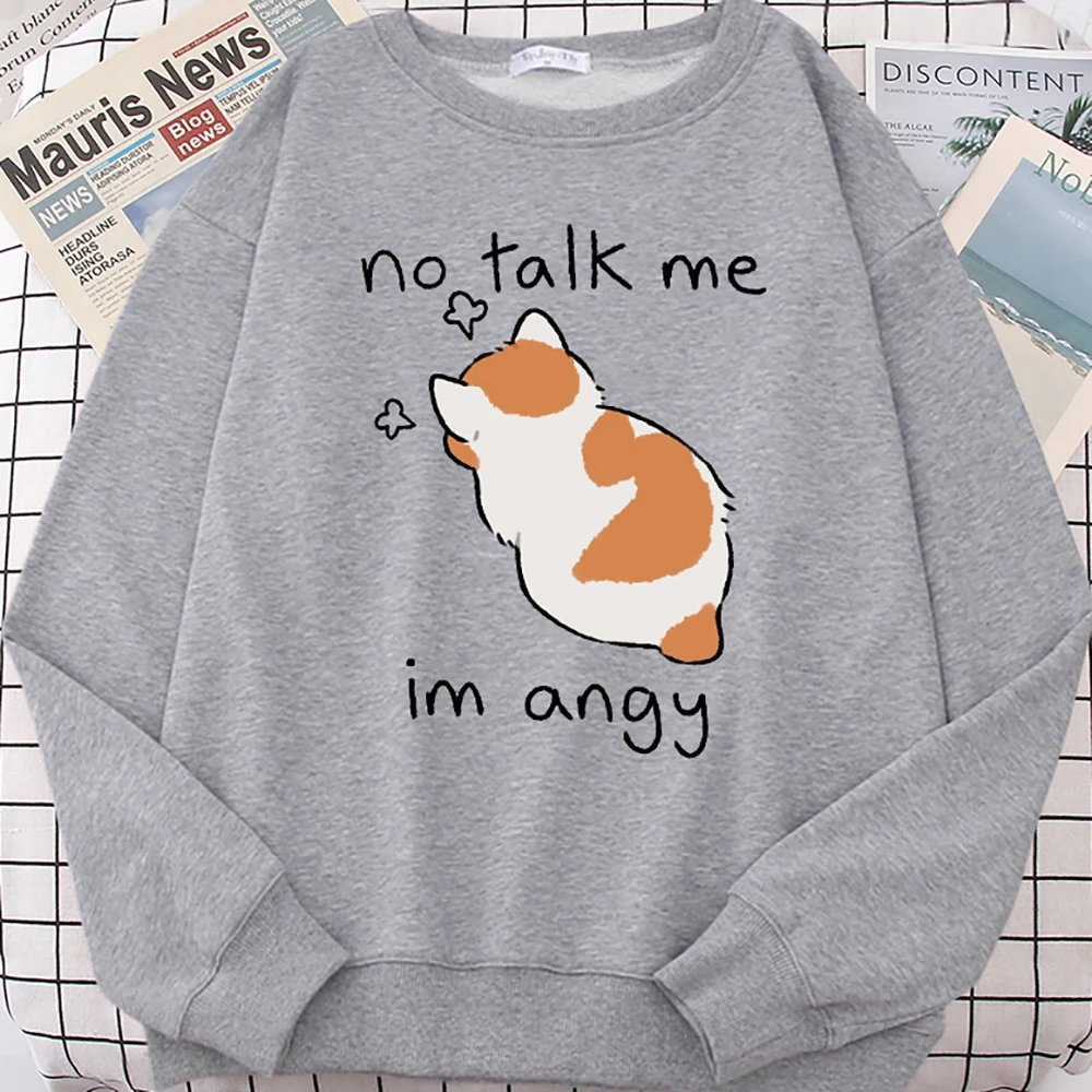 Angy Cat Print Women Sweatshirt