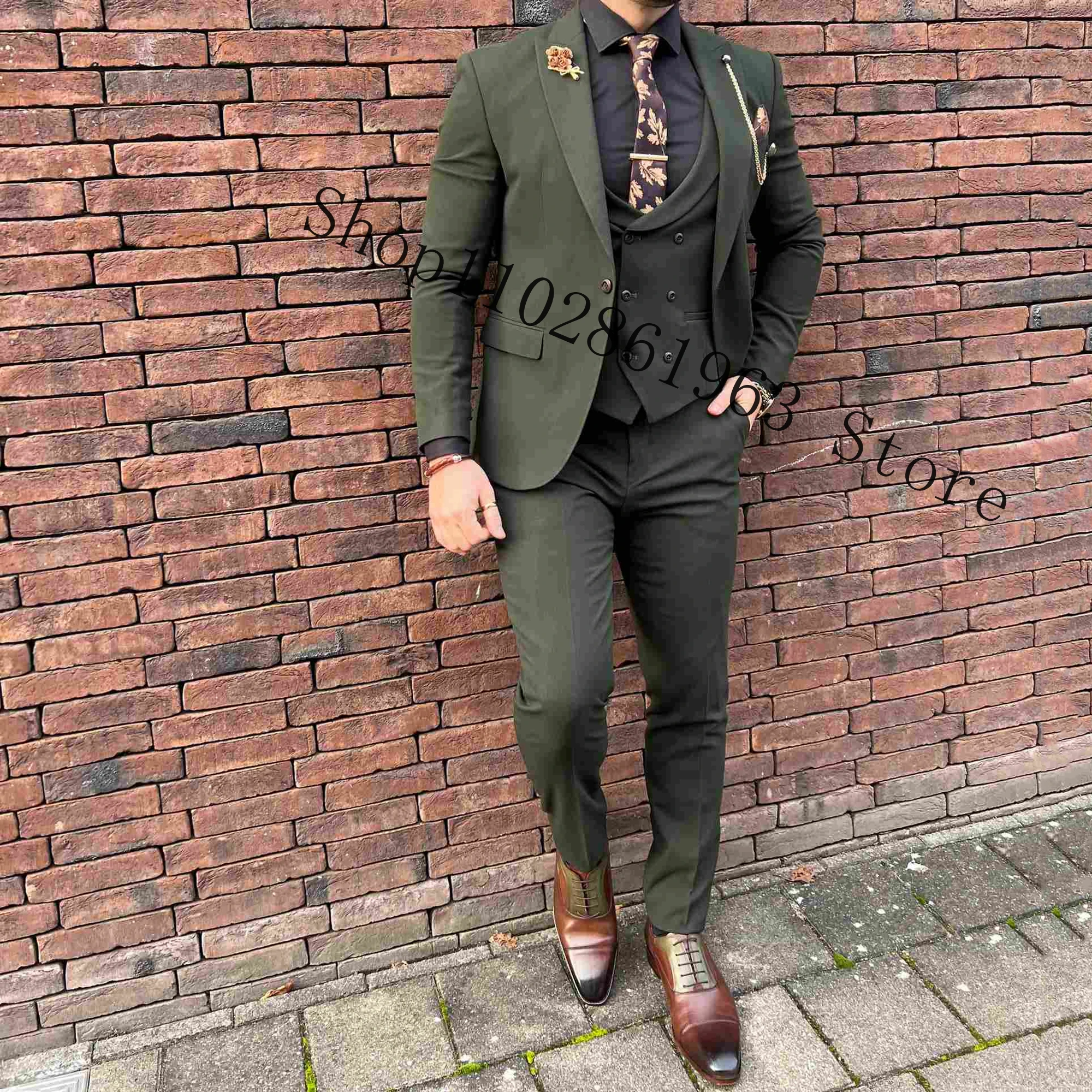 New Arrival Male Suits Groom Wear 3 Pieces Formal Best Men Suits Groom Tuexdos For Wedding Blazer+Vest+Pants Trajes De Hombre