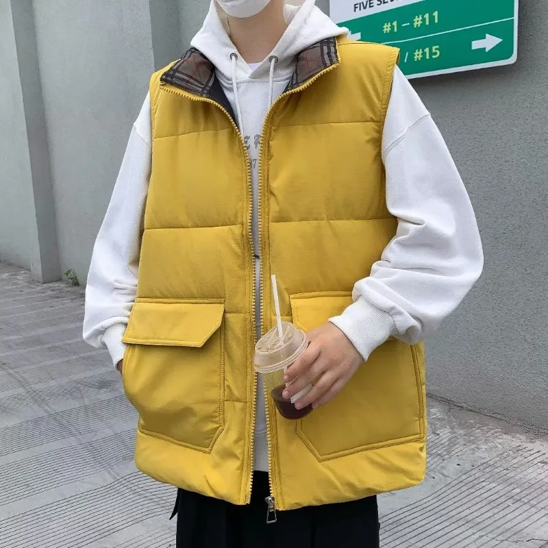

Autumn and Winter New Korean Version of Fashion Down Cotton Vest Male Short Loose Large Size Vest Coat
