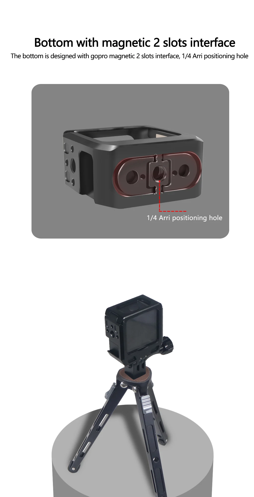 Magnetic Action Camera Cage For Action 2 Dual-screen Full Cage w/ Cold Shoe Mou