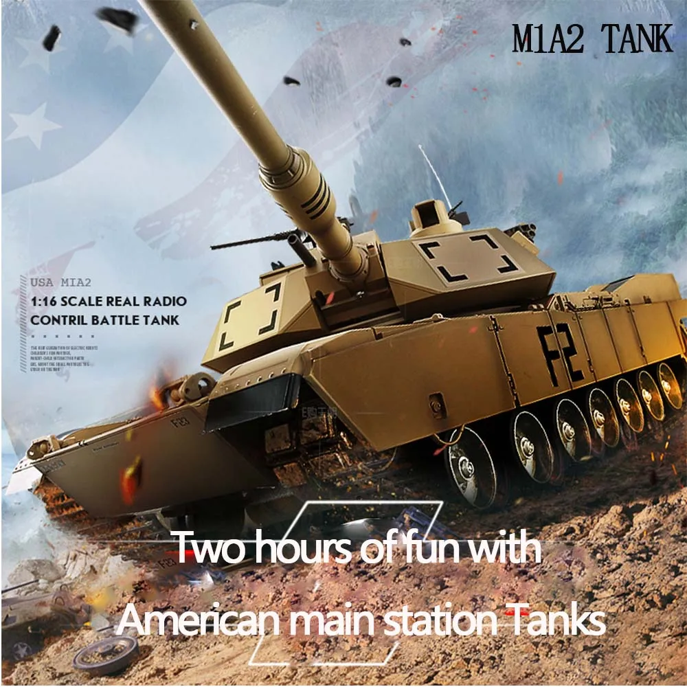 Remote Control Tank Heng Long 1/16 TK7.0 Customize 3918 USA M1A2 Abrams Main Battle RC Tank Turret Barrel Recoil BB Shooting Children Toys
