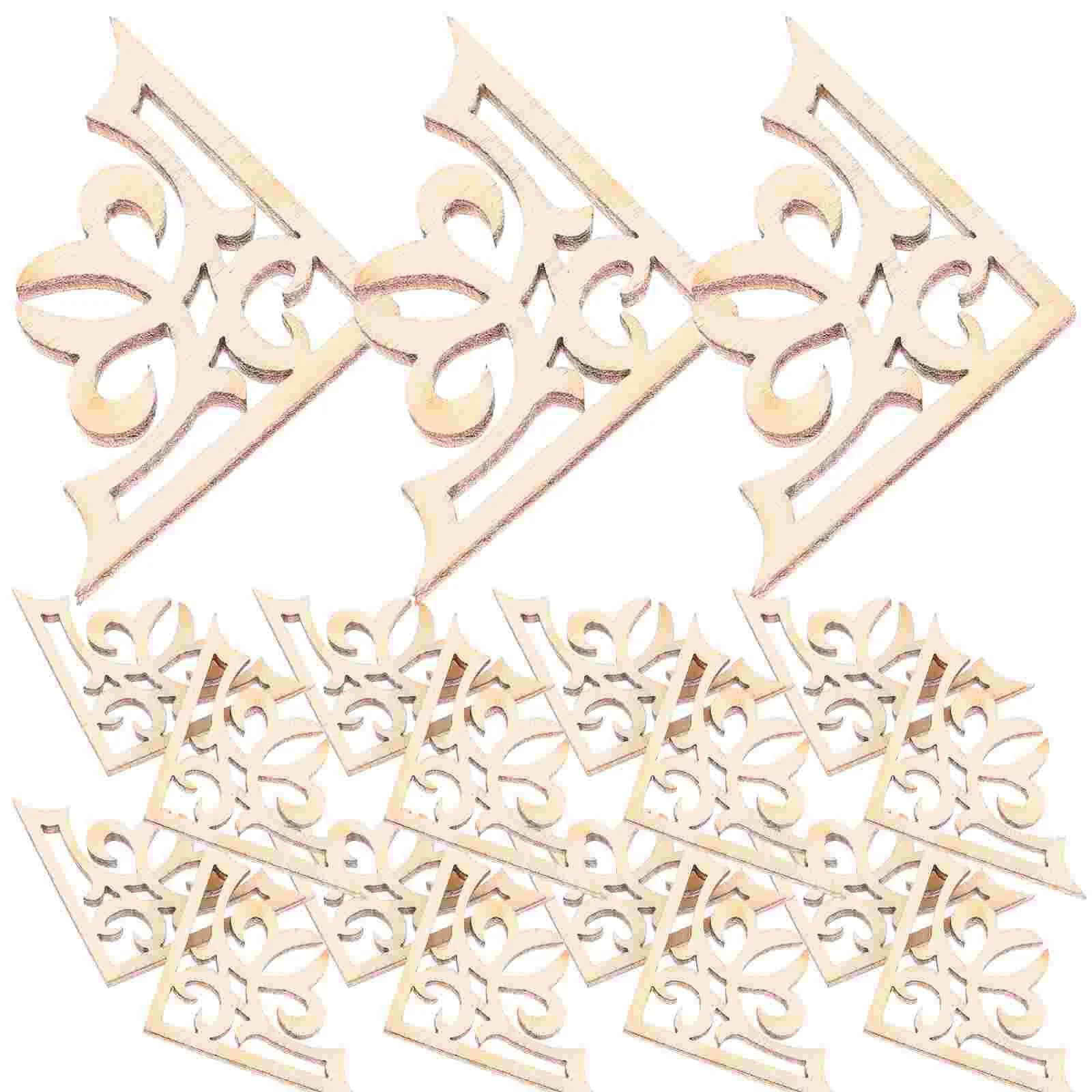 

50pcs Solid Wood Carved Corner Onlay Furniture Home Decorations Unpainted Applique