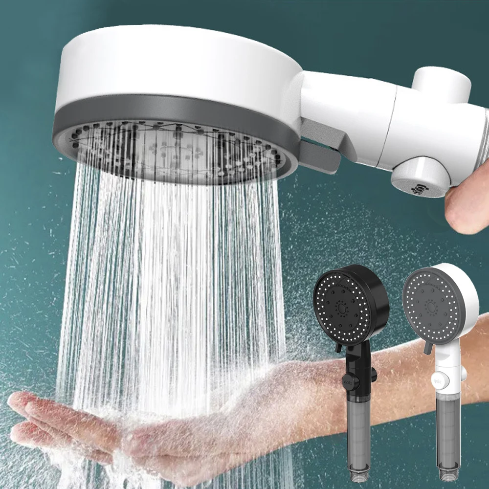 

6 Mode Shower Head Water Saving Adjustable High Pressure Shower One-Key Stop Water Massage Eco Shower Bathroom Accessories