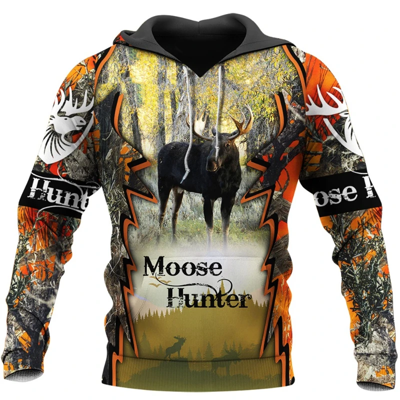 

Outdoor Hunting Men's Hoodie Fashion Animal Deer Men Ladies 3D Printed Loose Casual Streetwear Oversized y2k Clothing Hooded Top