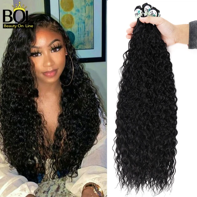 BOL Curly Organic Hair Extensions 20 24 28Inch Long Synthetic Bundles Fake  Hair for Women Water Wave Heat Resistant Full Head - AliExpress