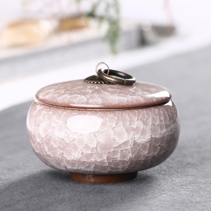 Tea Jar Color Crack Ceramic Tea Jar Storage Tank Portable Delicate Small Box Portable Mini Storage Box Home Decoration