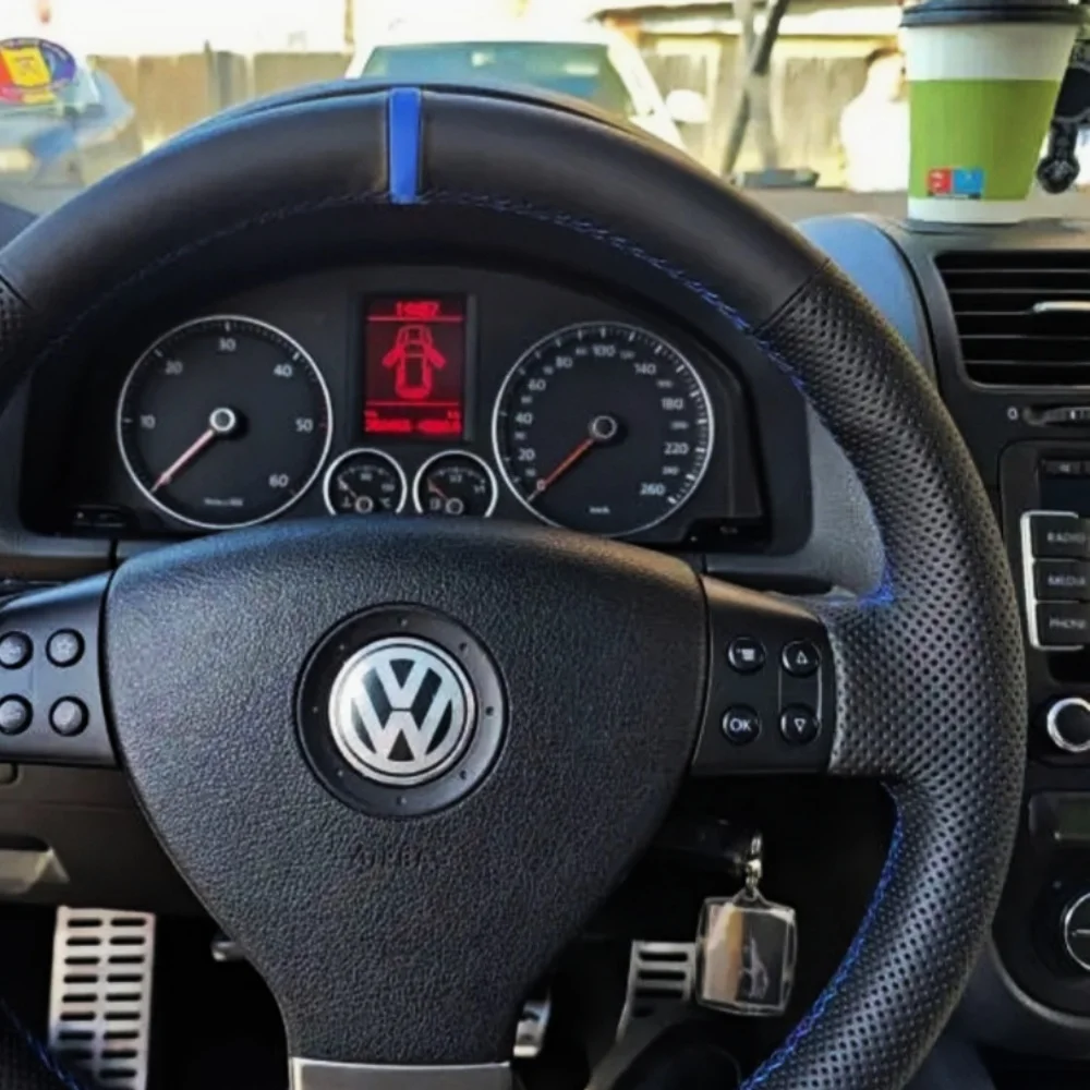 Car Steering Wheel Cover Customization Hand Sewing Microfiber Leather for Volkswagen Golf 5 Mk5 GTI VW Golf 5 Passat R GT 2005 steering wheel cover