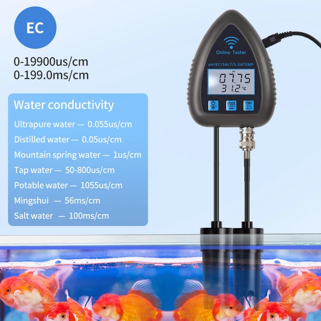 Wi-Fi Water Quality Tester 6-in-1 PH Monitor Measure PH/EC/TDS/Salinity