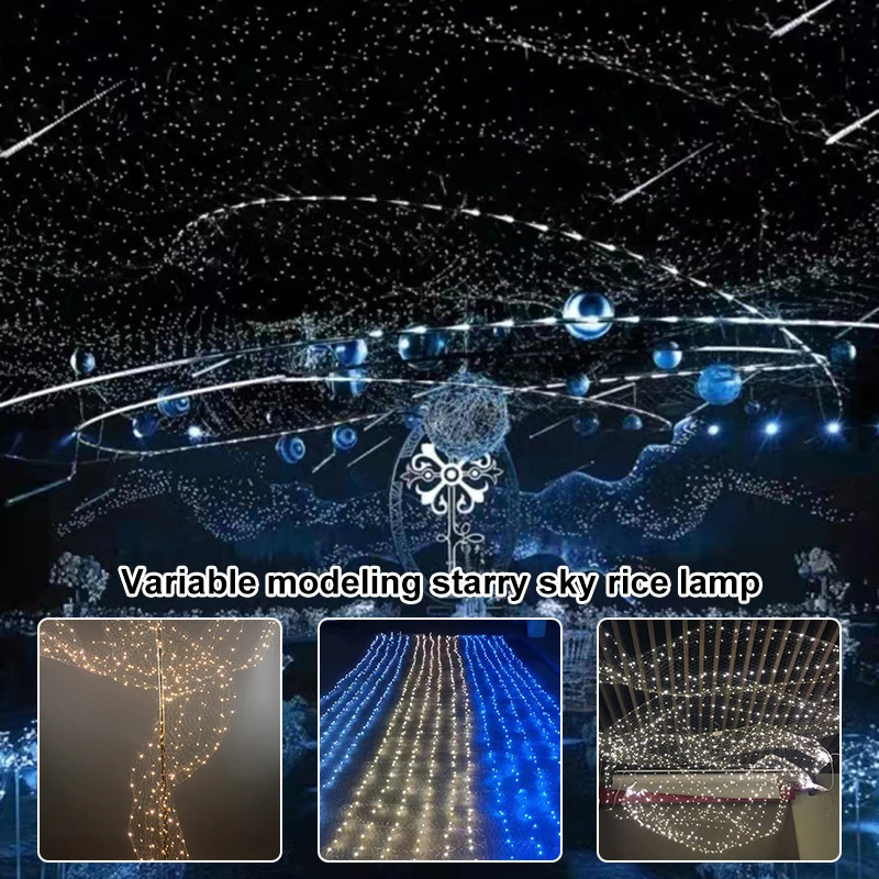 E2 Wedding Net LED String Lights 1x5/10m Roll Festival Party Hotel Ceiling Fairy Light Decorat DIY Meshes Starry Sky Rice Lamp
