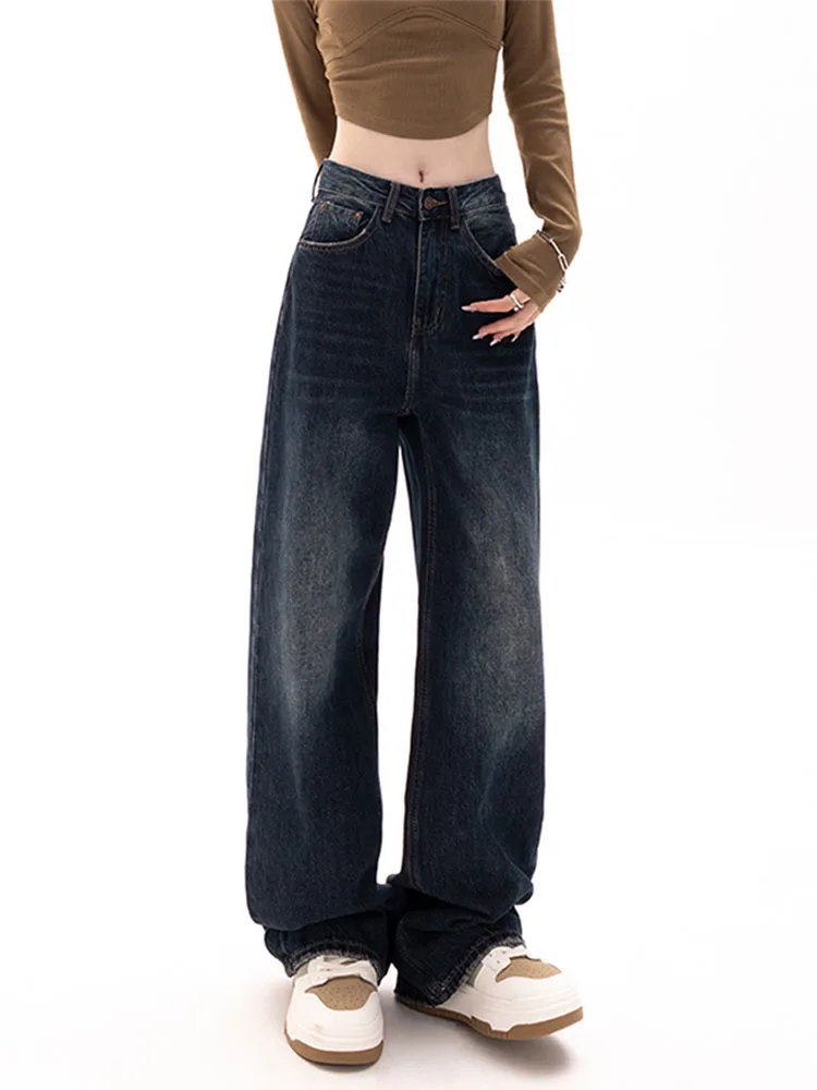 

Retro Y2k Jeans Women Harajuku Vintage Blue Streetwear Baggy BF Style Wide Leg Denim Pants Gothic Grunge Trousers Oversize New