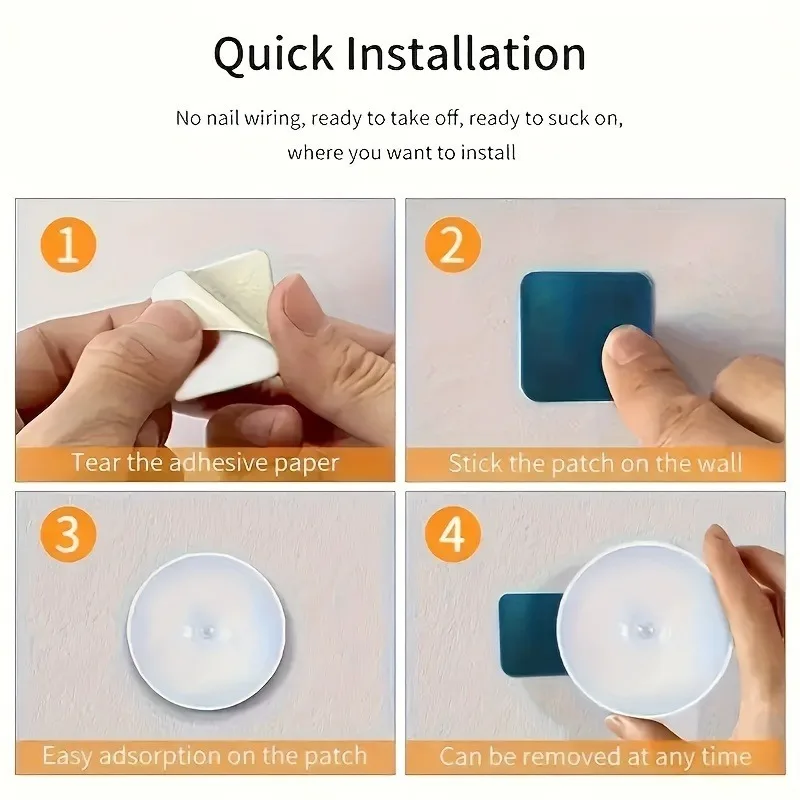 6pcs USB rechargeable LED motion sensor light, indoor adhesive magnetic closet light, induction light, 8LED light, battery power