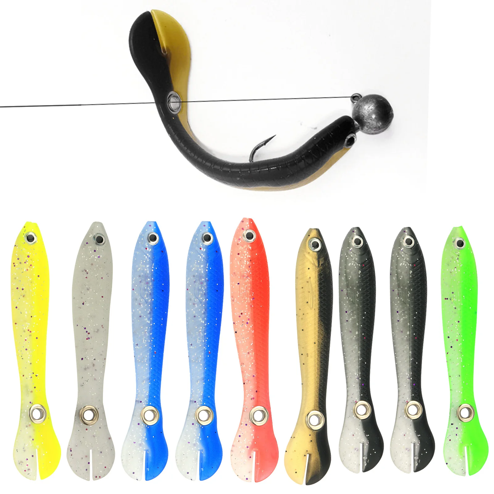 5/10/15PCS Luminous Soft Bionic Fishing Lure Slow Sinking Bionic