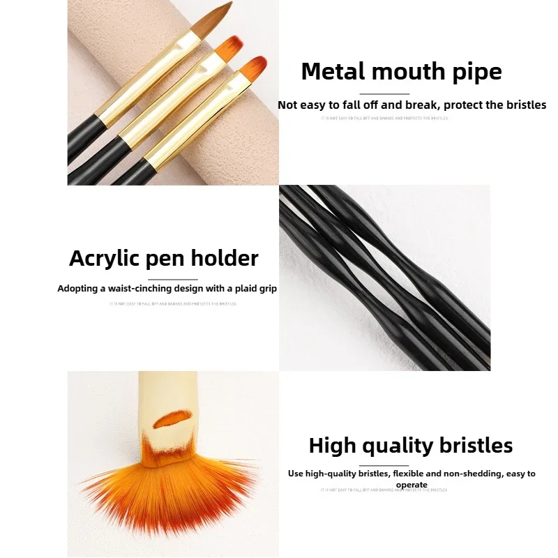 French Stripe Nail Art Liner Brush Set UV Gel Tips Ultra-thin Line Drawing Pen Dual End  Painting Brushes Manicure Tools 6