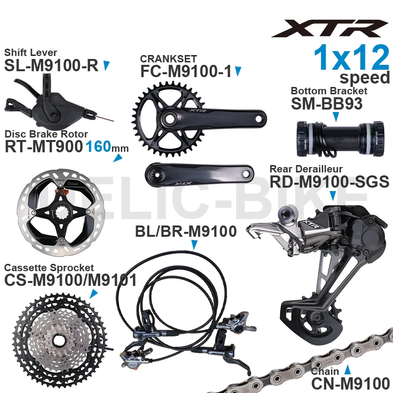 

Переключатель передач SHIMANO XTR M9100, 12 скоростей, задний переключатель передач, скоба, нижний кронштейн, цепные тормоза, все оригинальные