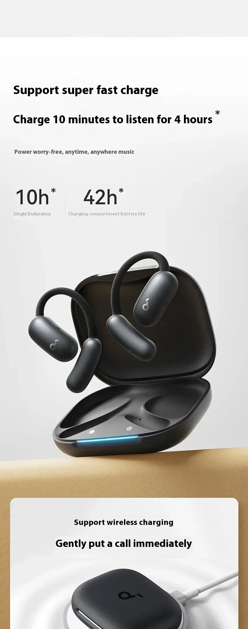 Soundcore AeroFit 2 Open-Ear Headphones (Refurbished) - Hi-Res Sound, Adjustable Ear Hooks, 2YR Warranty
