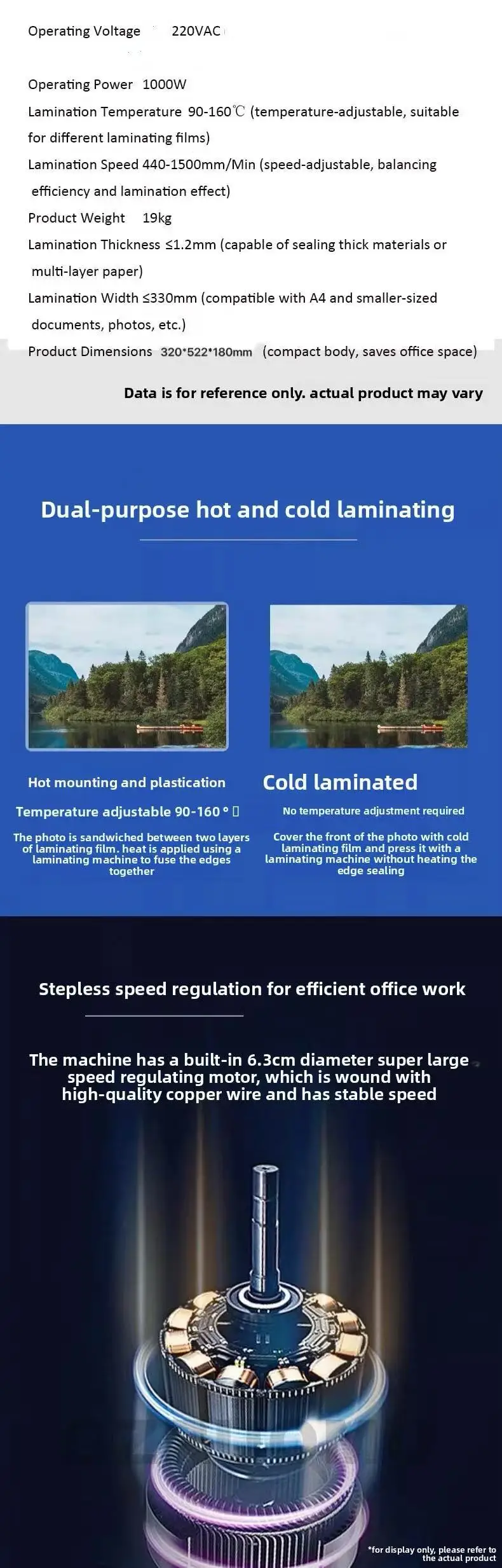 A3/A4 Document Photo Hot and Cold Laminating Machine Six Roller Laminating Machi