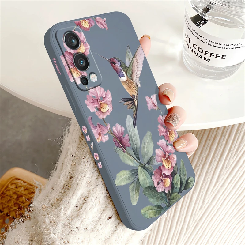 Soft Silicone Shockproof Case with Floral Bird Print