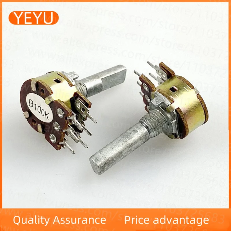 Type 16 6-pin Dual B100K With Stepping Power Amplifier Loudspeaker High And Low Volume Potentiometer Half Shaft 2PCS