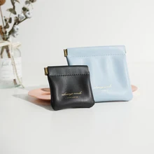 

Ins Cosmetic Bag Small Portable Airpods Protective Sleeve Mini Earphone Sundries Lipstick Storage PU Leather Bag