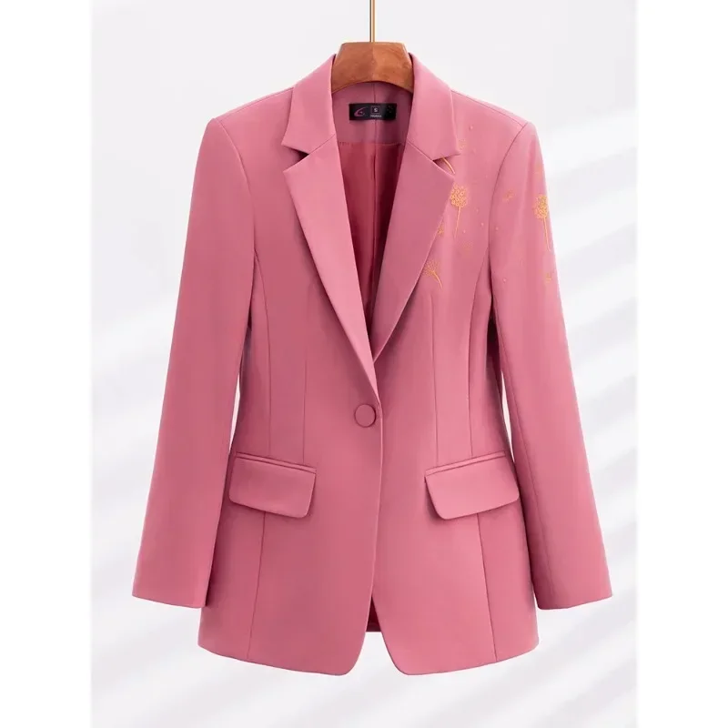 

Fashion Women Blazer Black Red Pink Office Ladies Business Work Wear Jacket Female Long Sleeve Single Button Formal Coat