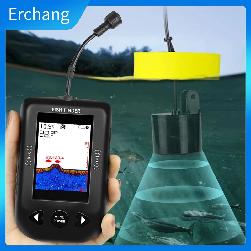 Erchang XF03 Sondeur portable 100m profondeur pour pêche lac mer avec échosondeur et détection appâts