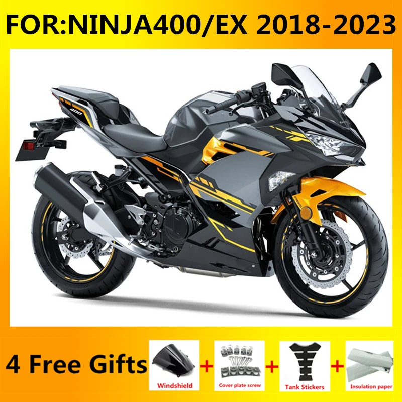 

NEW ABS Motorcycle Fairings Kit fit For Ninja400 EX400 EX Ninja 400 2018 2019 2020 2021 2022 2023 full fairing set grey orange