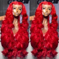 30 40 inch Hot Red 13x6 Hd Lace Frontal wigs Human Hair Wigs Brazilian Red Colored Body Wave 13x4 Lace Front Wig Wig For Women 1