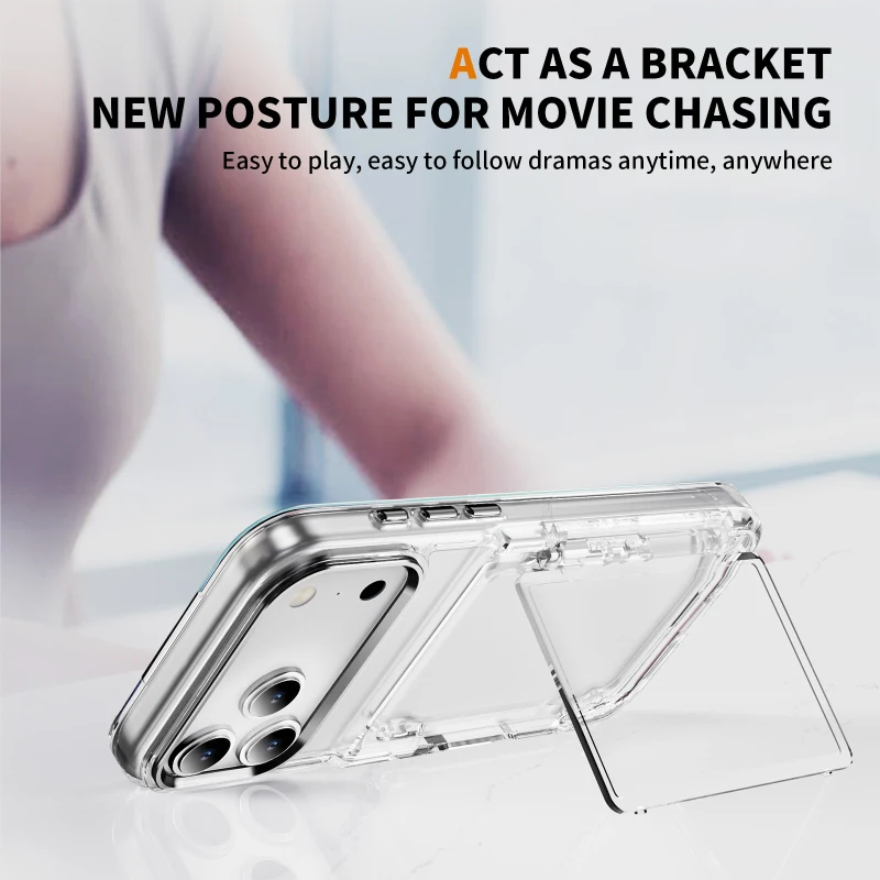 HD Transparent Hard PC Wallet Card Slot Fold Holder Armor Phone Case Back Cover