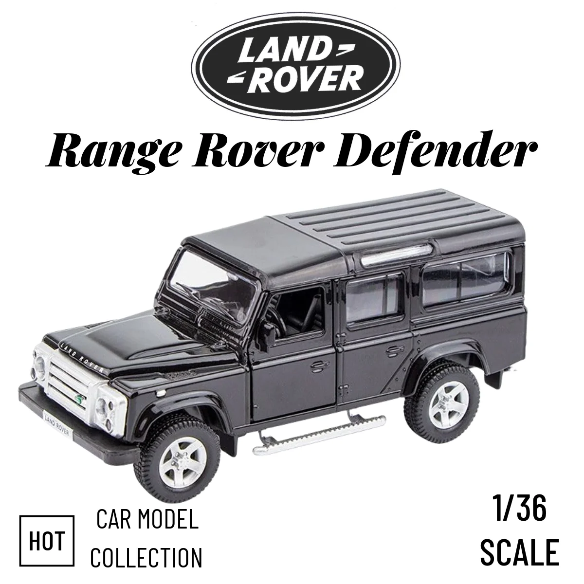 

Копия модели автомобиля в масштабе 1/36, миниатюрная Коллекционная литой игрушка Range Rover Defender из сплава, подарок на Рождество, украшение для офиса и дома