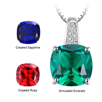 JewelryPalace – collier avec pendentif en argent Sterling 925 pour femme, imitation d'émeraude verte Nano, pierre précieuse, Solitaire, sans chaîne 6