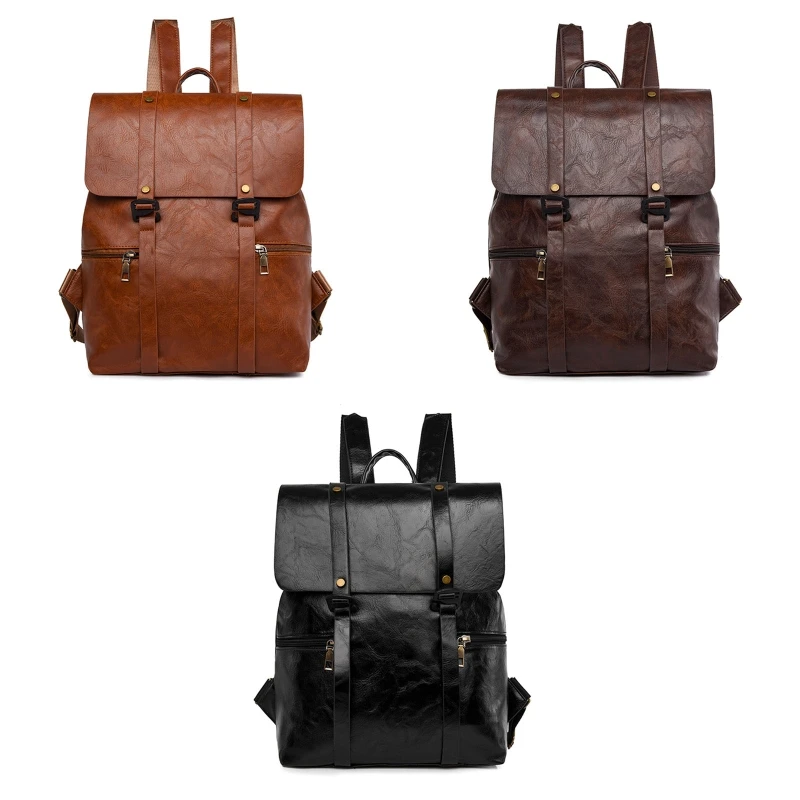 Vintage Leather Daypack Large Capacity Backpack Water Resistant for Laptop Book