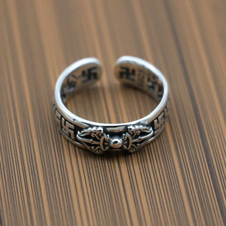 

Мужское серебряное кольцо с бриллиантами, винтажное Открытое кольцо из тайского серебра с указательным пальцем
