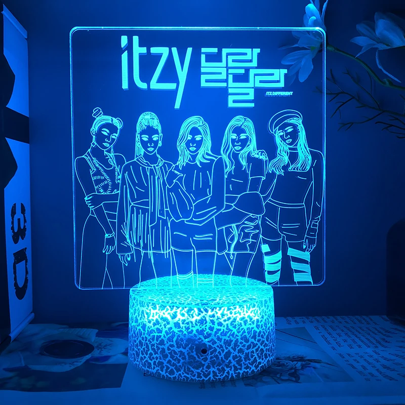 Generic KPop Team Itzy Figure Night Light Manga Acrylic Stands Led