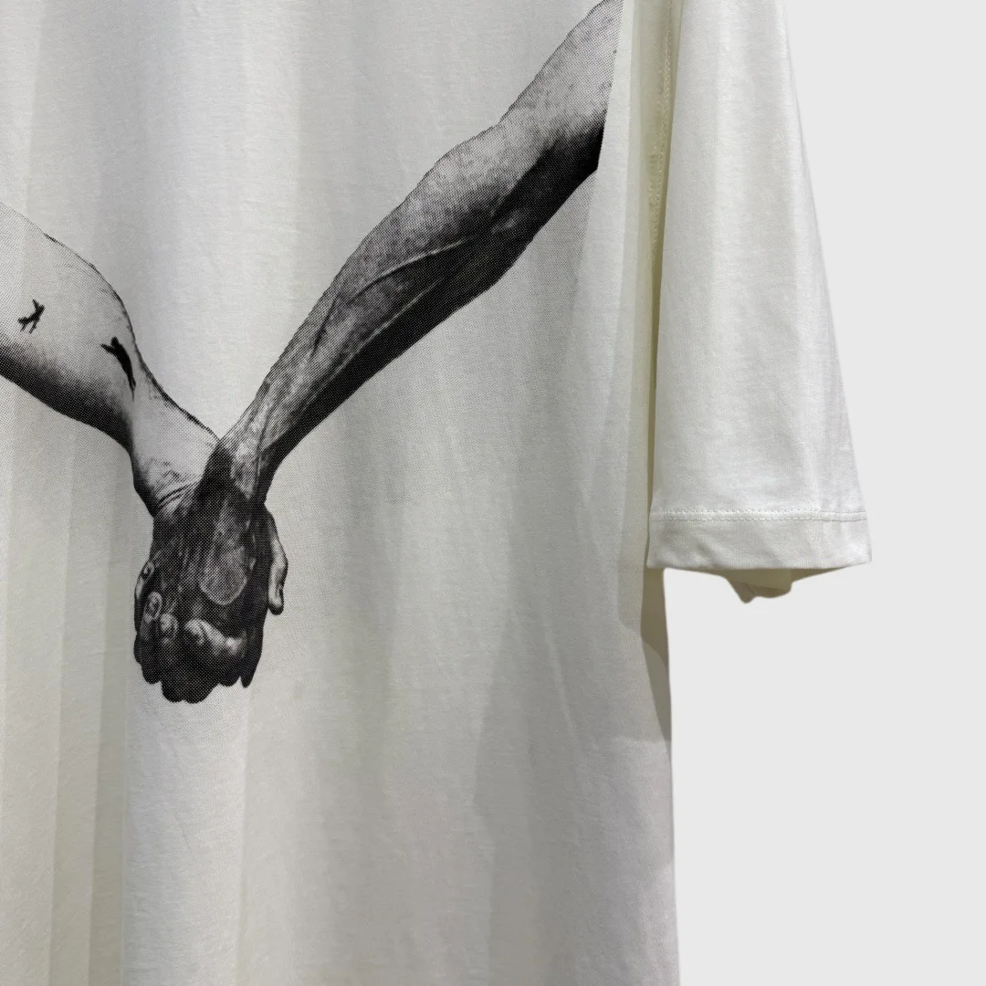 HKSH Spring Summer New Men's RO Style Round Collar Printed T-shirt Oversized Chic Cotton Chic Top American Loose Y2K Tees HK4638